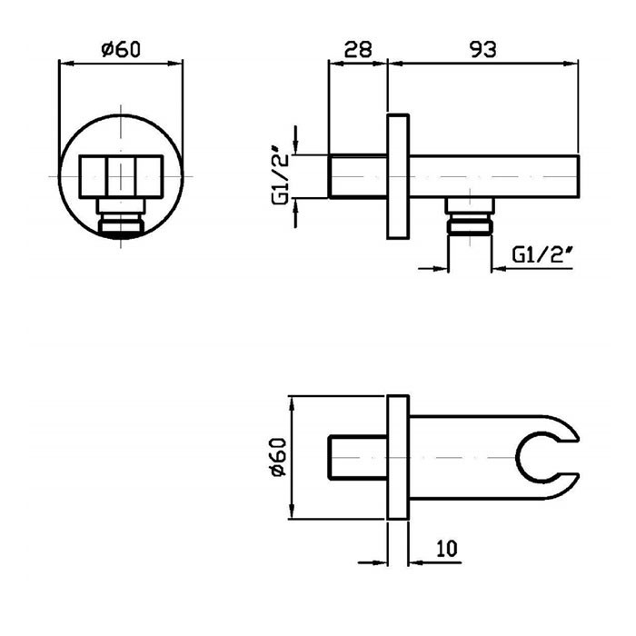 Zucchetti вывод воды с держателем ручного душа 1/2’’ x 1/2’’. для встроенного смесителя., savoir, арт. z93936