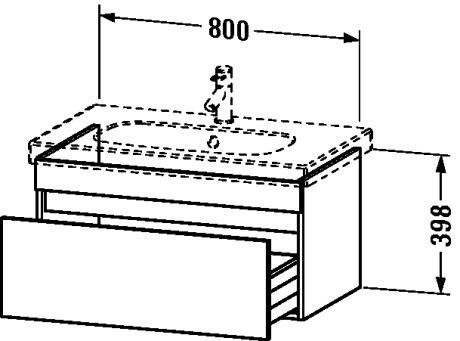 Duravit тумбочка подвесная под раковину с 1 выдвижным ящиком, durastyle, ds638401818 цвет: gres pietra grey opaco