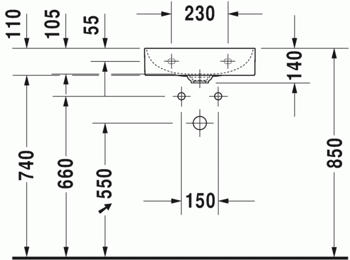 Duravit раковина встраиваемая сверху dura square 45х35см, durasquare, 0732450071 цвет: белый