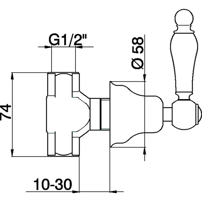 Cisal запорный вентиль 1/2" f на холодную воду ts00031024 arcana toscana, цвет: золото