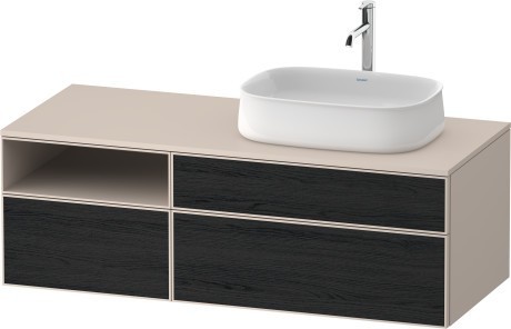 Duravit тумба подвесная с вырезом под раковину справа 550 мм х 1300 мм х 442 мм, zencha, ze4829016830000 цвет: чёрный дуб/серо-коричневый суперматовый