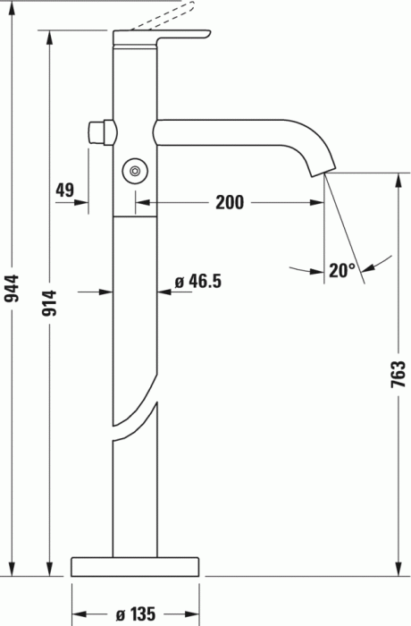 Duravit отдельно стоящий смеситель для ванны с. c15250000010, c.1, c15250000010 цвет: хром