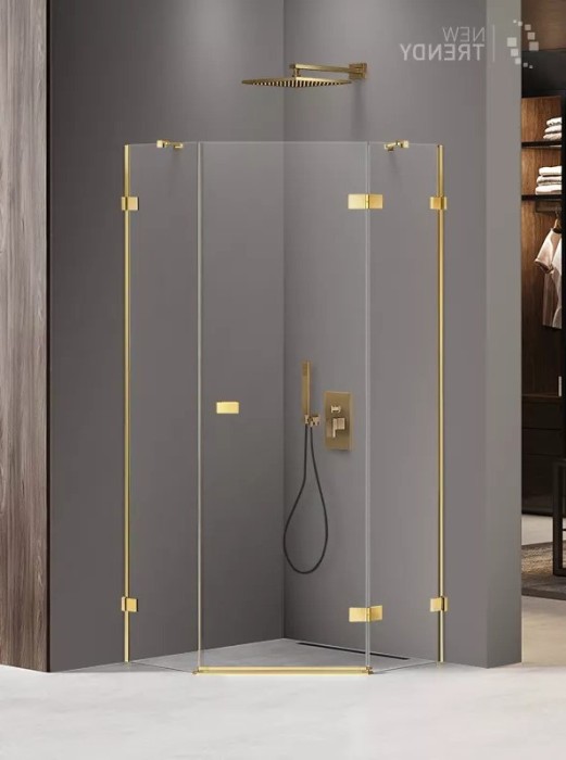 Душевое ограждение shine r 90x90x200, New trendy Avexa gold, золото арт. EXK-3843