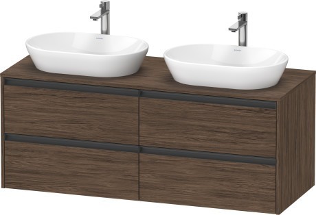 Duravit тумба подвесная под две раковины 550 мм х 1400 мм х 568 мм, ketho.2, k24898b21210000 цвет: орех темный