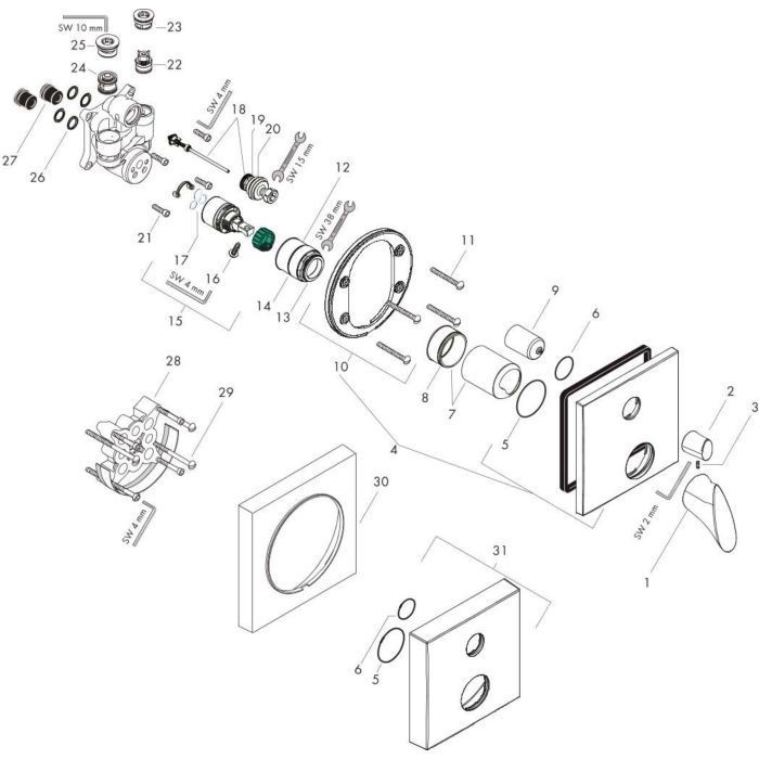AXOR смеситель для ванны, Starck Organic, сталь арт. 12416800