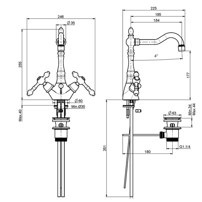 Fima Carlo Frattini смеситель на 1 отверстие с вращающимся изливом, epoque, хром арт. f5061cr