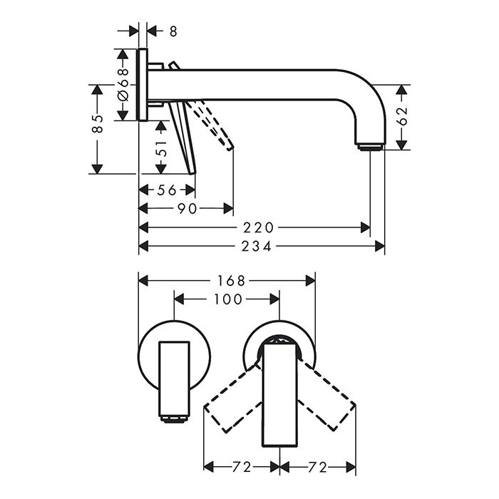 AXOR смеситель для раковины, настенный с розетками, Citterio, черный арт. 39181340