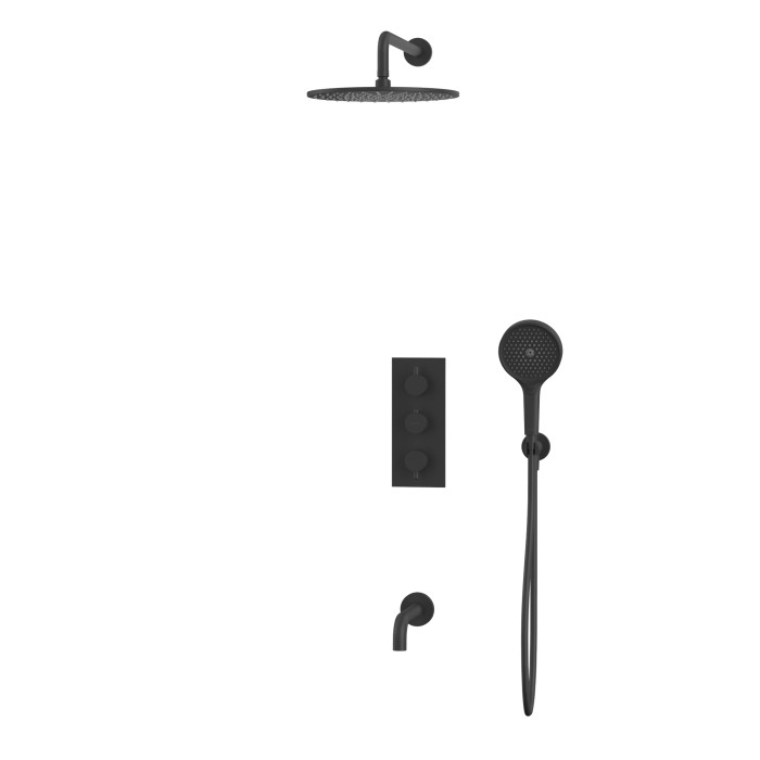 Термостатическая душевая система скрытого монтажа, Whitecross Y black, черный мат арт. YSET11TOPBL