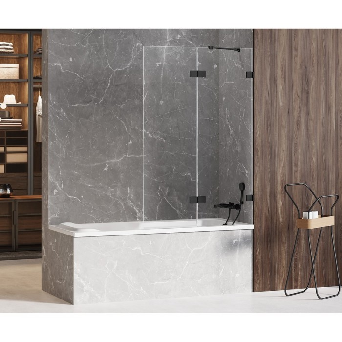 Шторка для ванны 110x150 r, New trendy Avexa black, черный арт. EXK-1985