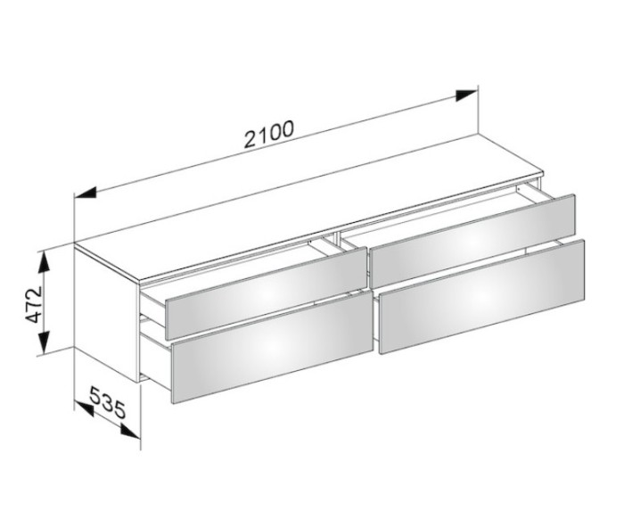 Keuco тумба боковая подвесная с четырьмя выдвижными фронтальными ящиками антарцит, edition 400, антрацит арт. 31773 390000