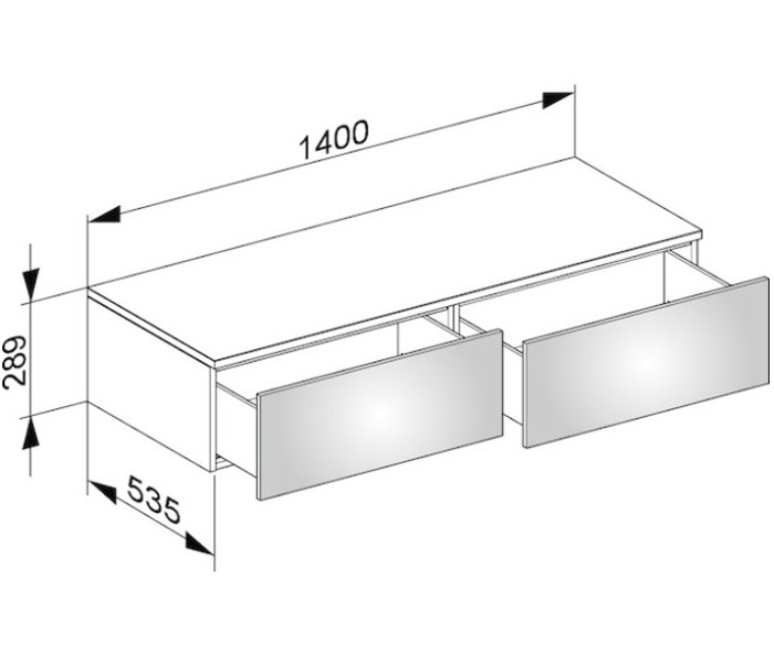 Keuco тумба боковая подвесная с двумя выдвижными фронтальными ящиками антарцит, edition 400, антрацит арт. 31765 390000