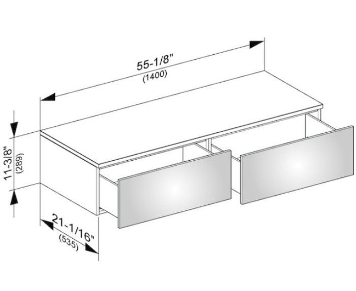 Keuco тумба боковая подвесная с двумя выдвижными фронтальными ящиками антарцит, edition 400, антрацит арт. 31765 390000