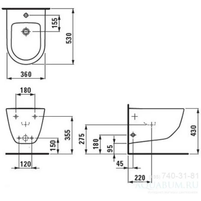 LAUFEN подвесное биде, PRO - 8.3095.2.000.302.1