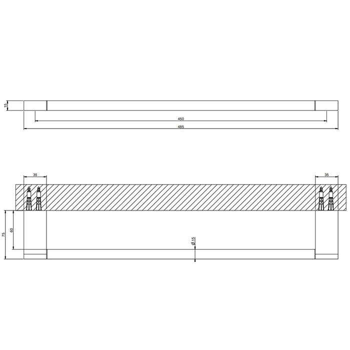 Gessi Полотенцедержатель, 45 см, подвесной, Origini, 66502#707 цвет: black metal brushed pvd