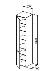 Keuco высокий шкаф-пенал, royal 60, антрацит матовый арт. 32130 440001