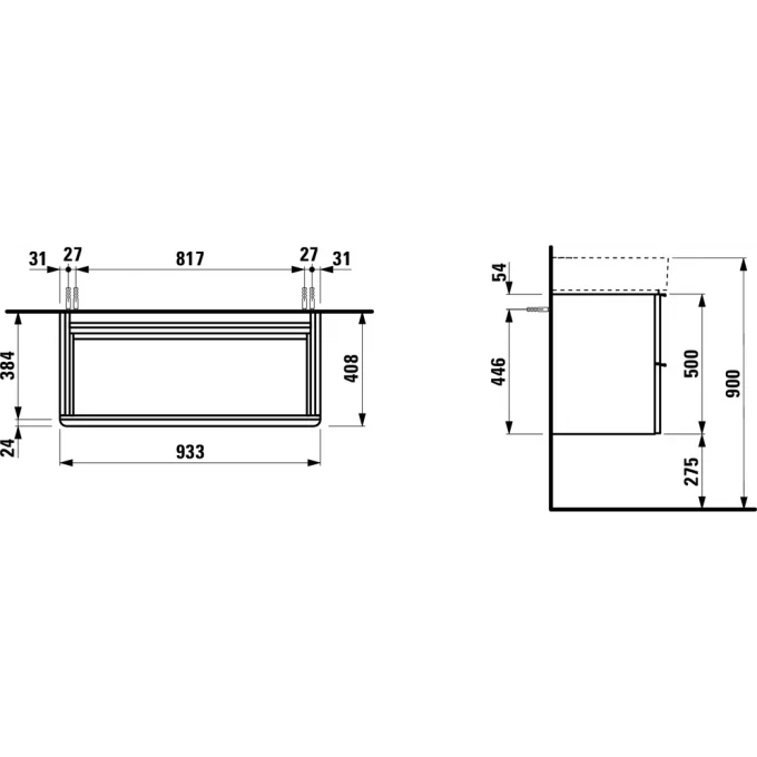 LAUFEN шкафчик под раковину 95 см, SPACE - 4.1020.2.160.100.1