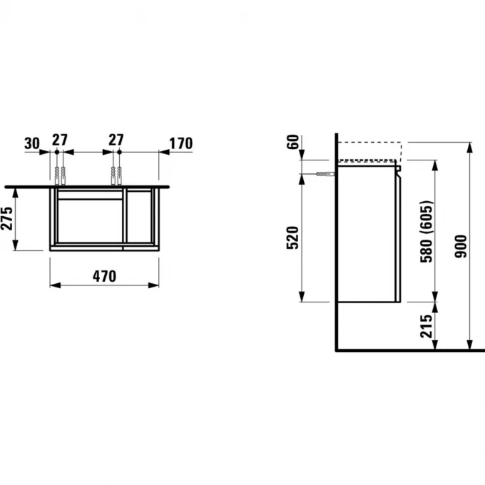LAUFEN тумба под раковину 47x27, PRO S - 4.8300.1.095.463.1