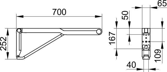Keuco складной поручень для установки справа и слева 700 мм, axess, чёрный, чёрный матовый арт. 35003 370737
