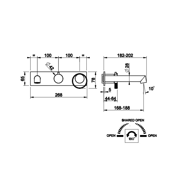 Gessi Встраиваемый однорычажный смеситель на 2 выхода с перекл. и изливом, Anello, 63341#031 цвет: хром