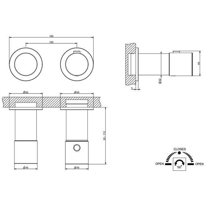Gessi Смеситель для душа, встраиваемый, термостатический, с переключателем на 2 положения, Habito Unito, 70034#031 цвет: хром