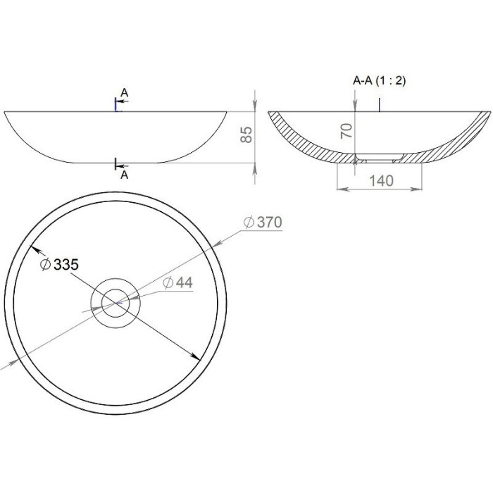 Salini раковина накладная 37x37, callista, 1101105g цвет: глянцевый белый