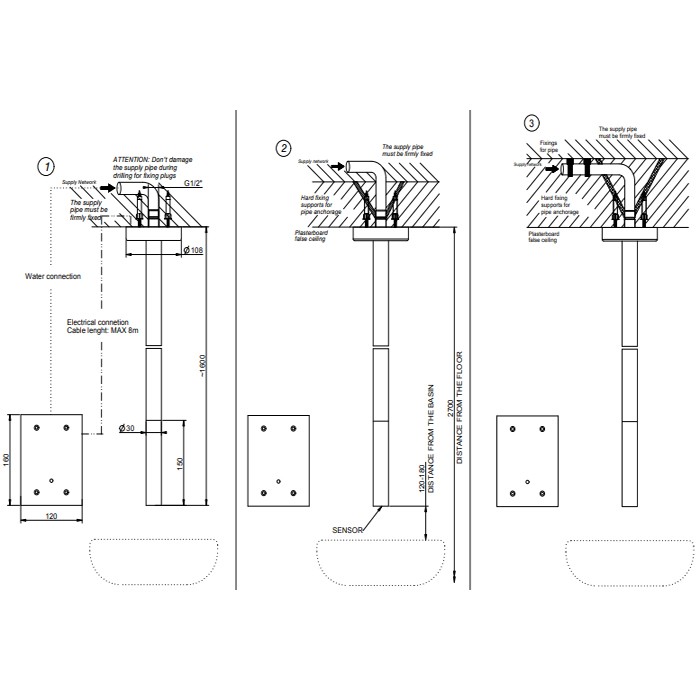Gessi Смеситель для раковины, потолочный, электронный, с кран-фильтром для регулировки температуры и напора воды, Anello, 30654#031 цвет: хром