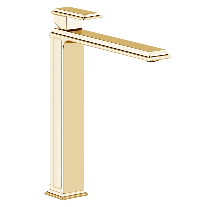 Gessi Смеситель для раковины на 1 отверстие, высокий, без донного клапана, Eleganza, 46004#087 цвет: шлифованное золото
