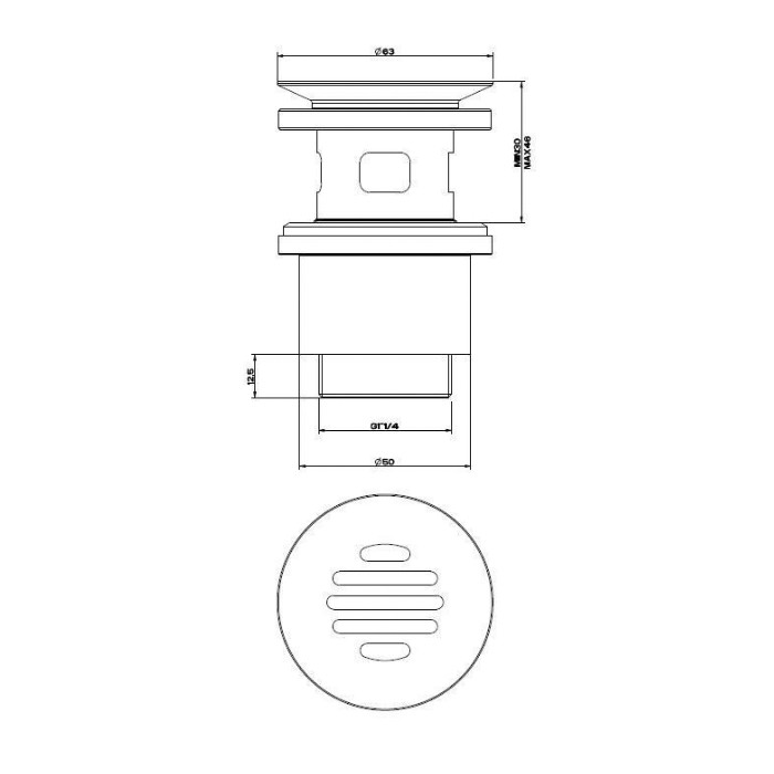 Gessi Донный клапан свободного слива Rettangolo, хром - 01313#031