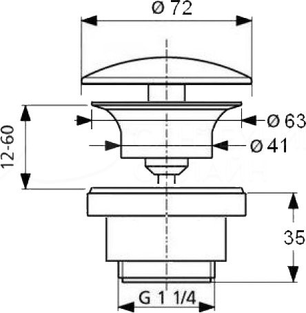 Донный клапан с керамической крышкой, белый/покрытие Saniglaze, Art Ceram арт. ACA036 34