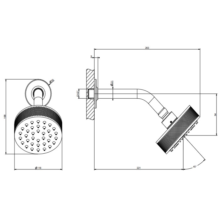 Gessi Верхний душ, настенный, Inciso, 58189#031 цвет: хром
