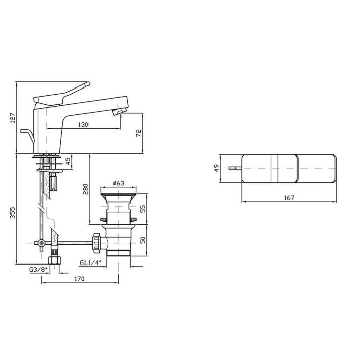 Zucchetti однорычажный смеситель для раковины на 1 отверстие с донным клапаном, soft, хром арт. zp7212
