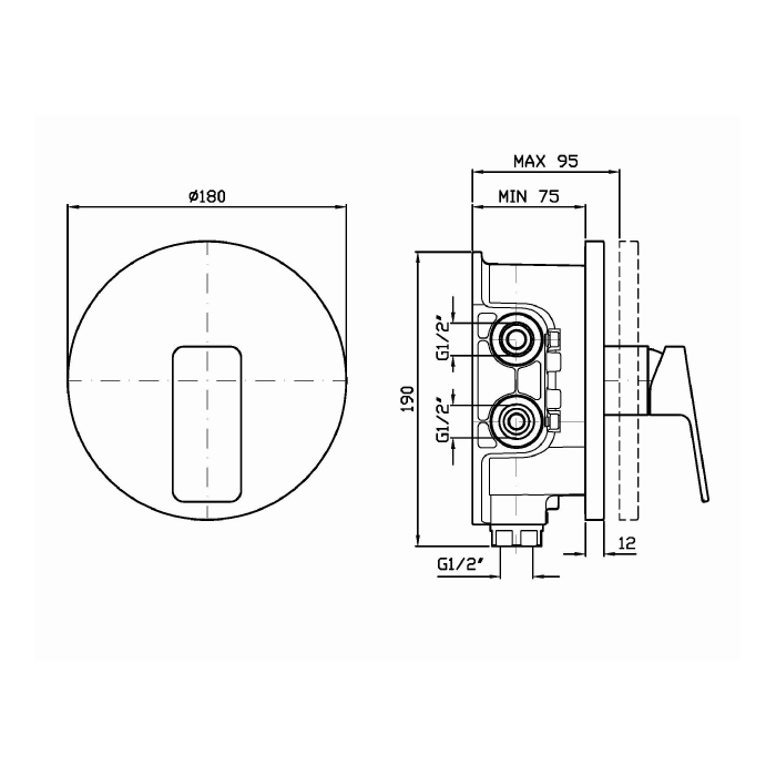 Zucchetti встроенный однорычажный смеситель для душа, с системы zeta, wind, хром арт. zwn090 r97800