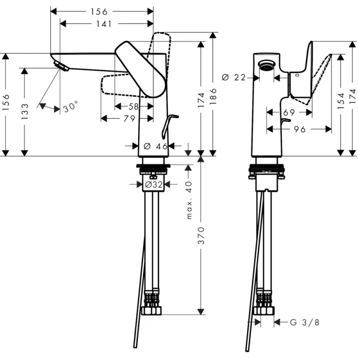 Hansgrohe смеситель для раковины с донным клапаном, Talis E, бронза арт. 71754140