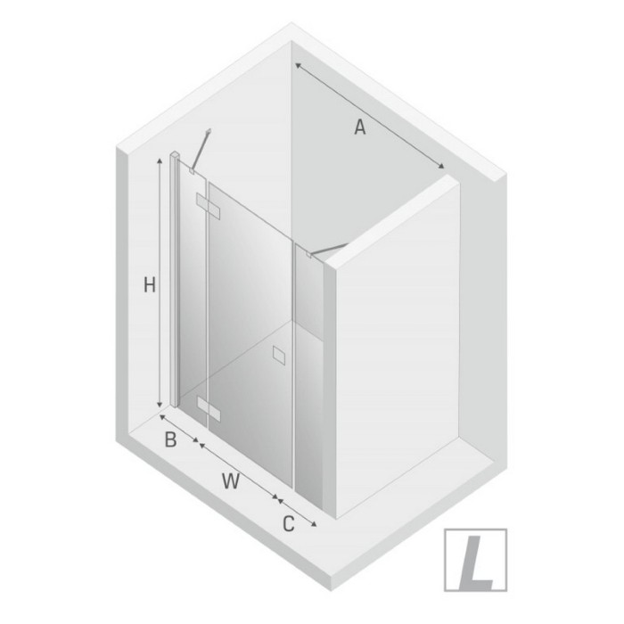 Дверь в нишу plus l 110x200, New trendy Reflexa chrome, хром арт. EXK-5076