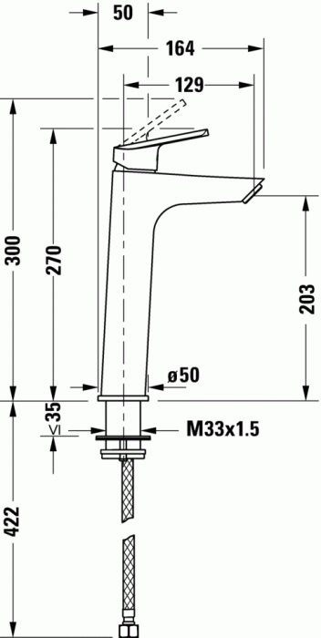 Duravit однорычажный смеситель для раковины l minusflow 270 мм, no.1, n11032002010 цвет: хром