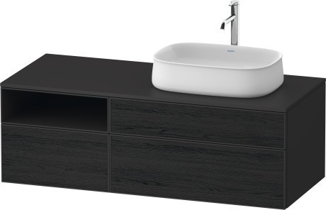 Duravit тумба подвесная с вырезом под раковину справа 550 мм х 1300 мм х 442 мм, zencha, ze4829016800000 цвет: чёрный дуб/графит суперматовый