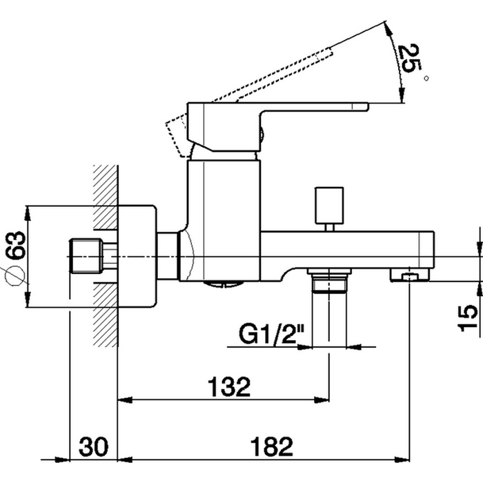 Cisal смеситель однорычажный настенный для ванны и душа rr00013021 roadster, цвет: хром