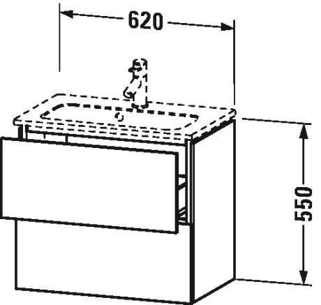 Duravit тумба подвесная под раковину, l-cube, lc625602222 цвет: белый глянцевый