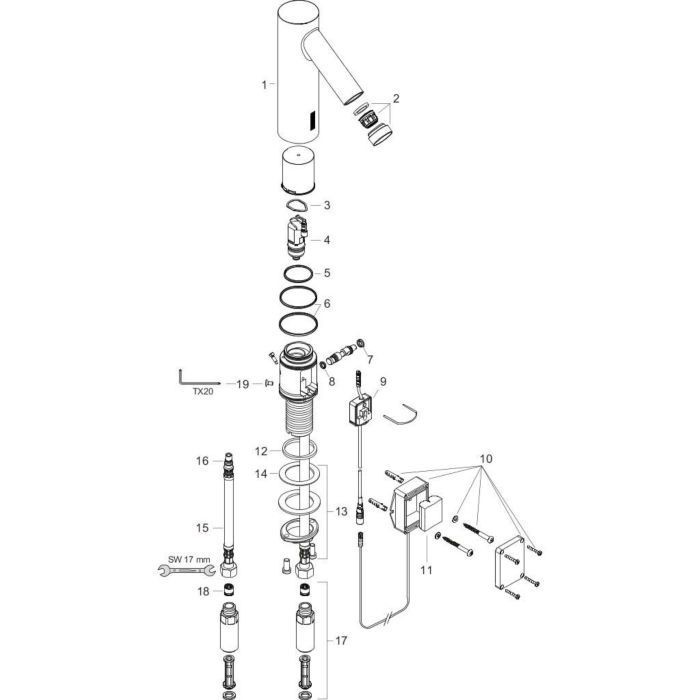 AXOR электронный смеситель для раковины, Starck, черный арт. 10106340