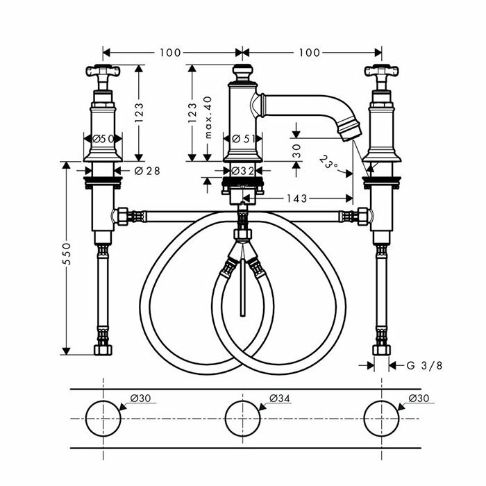 AXOR смеситель для раковины, Montreux, золото арт. 16536990