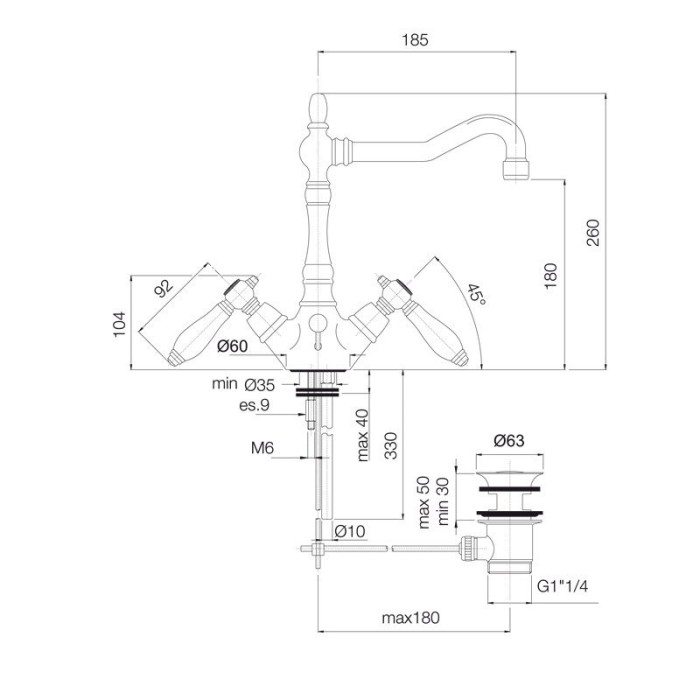 Fima Carlo Frattini смеситель на раковину на 1 отверстие с вращающимся изливом, herend, хром арт. f5411cr