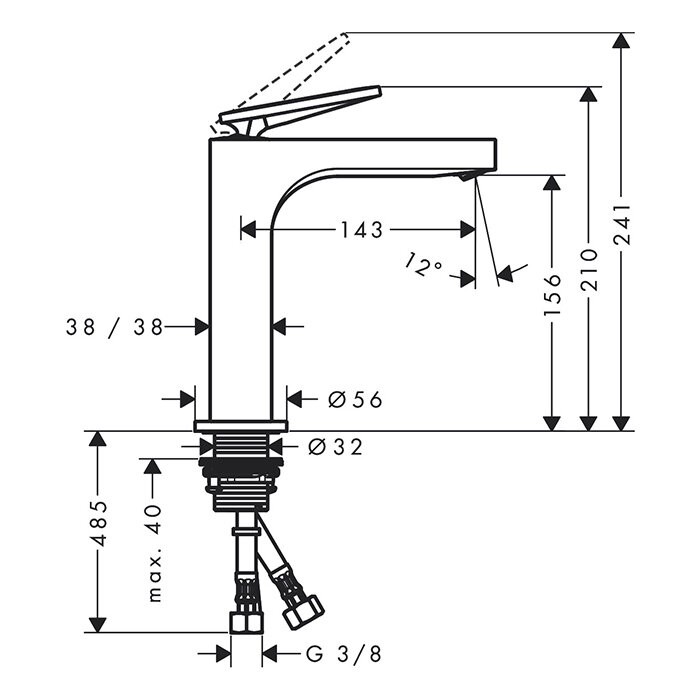 AXOR смеситель для раковины, однорычажный, Citterio, черный арт. 39081340