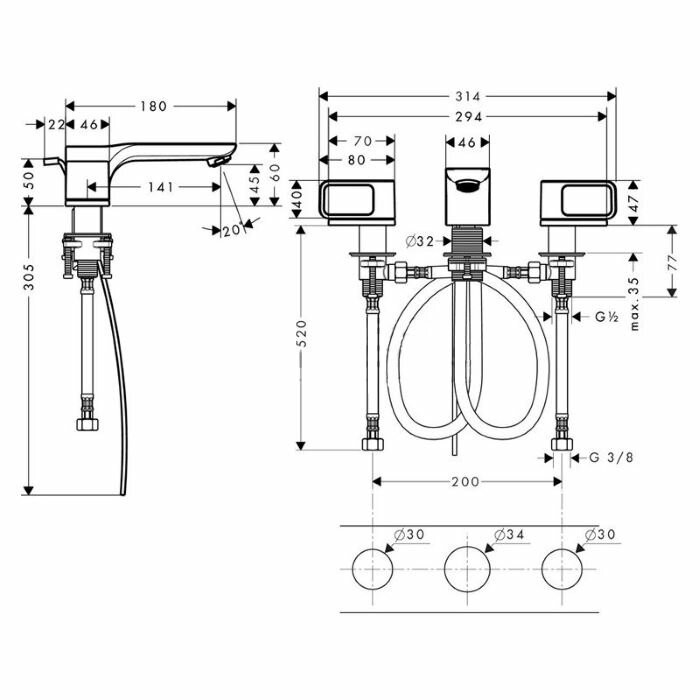 AXOR смеситель для раковины, Urquiola, хром арт. 11041000