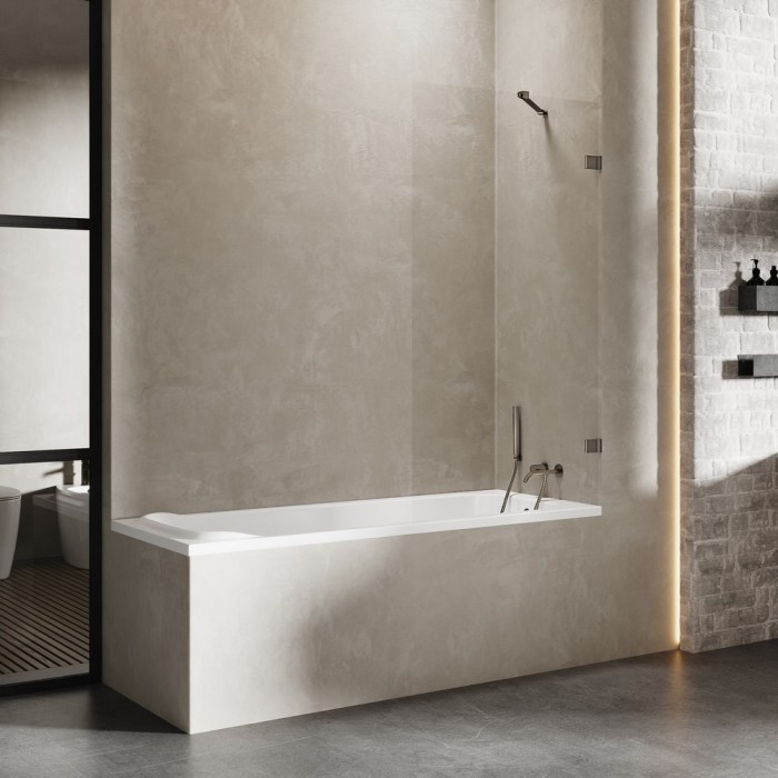 Шторка для ванны 80x150, New trendy Avexa gunmetal brushed, оружейная сталь арт. EXK-3518