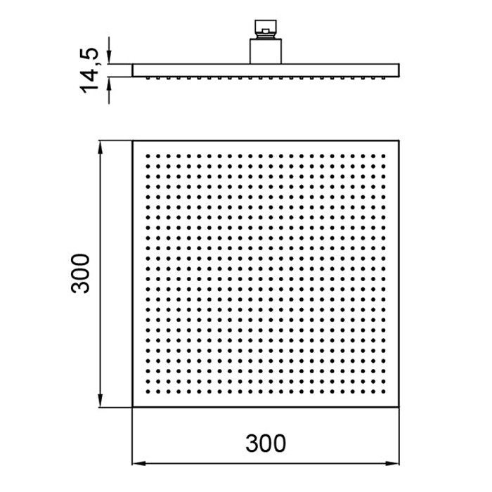 Верхний душ без кронштейна 30х30 см, 1 режим, Almar Velvet, оружейный металл брашированный PVD арт. E044278.GM