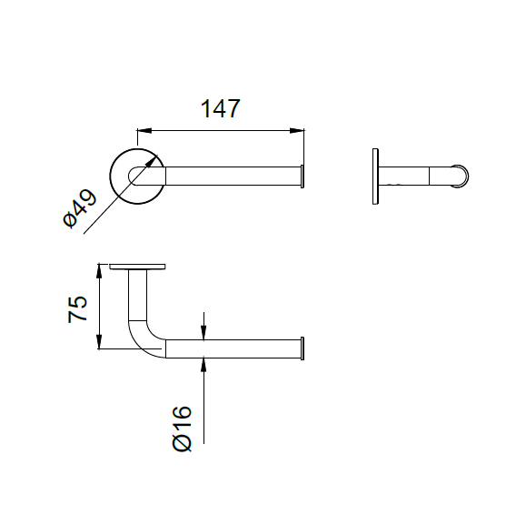 Держатель для туалетной бумаги, правая версия, Almar Bathroom accessories, хром арт. E315001.CR