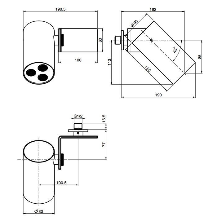 Fima Carlo Frattini верхний душ 8см., настенный soffioni, золото арт. f5914or