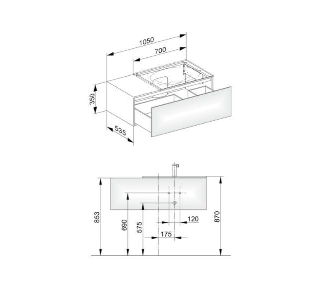 Keuco тумба подвесная под раковину справа edition с одним выдвижным фронтом, с внутренней светодиодной подсветкой, edition 11, антрацит арт. 31154 390100