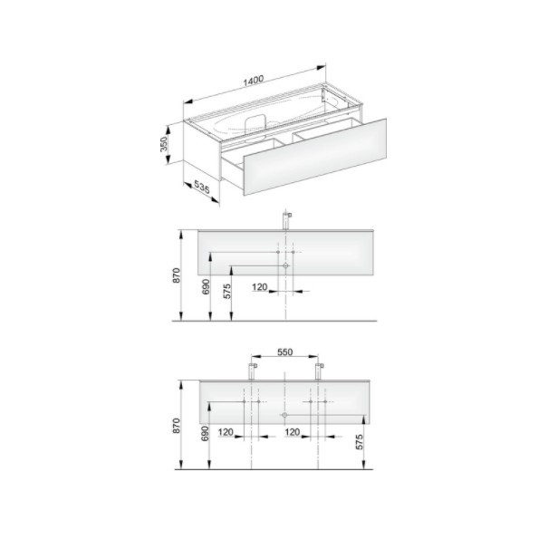 Keuco тумба подвесная под раковину с одним выдвижным фронтом, с внутренней светодиодной подсветкой, edition 11, трюфель арт. 31361 370100