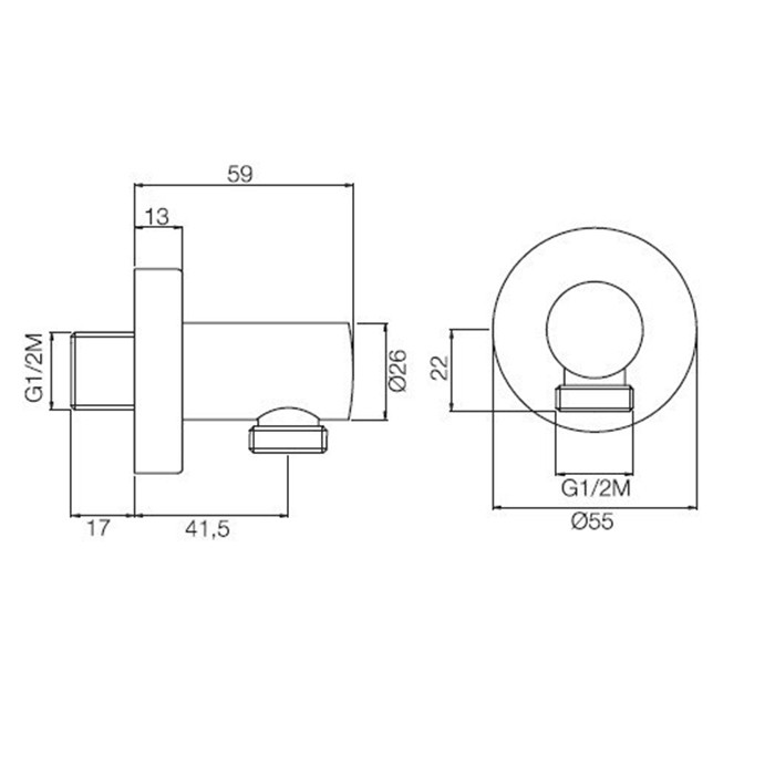 Fima Carlo Frattini подвод воды 1/2” wellness, хром арт. f2172cr